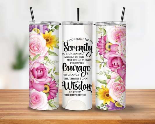 tumbler with rose flower desing